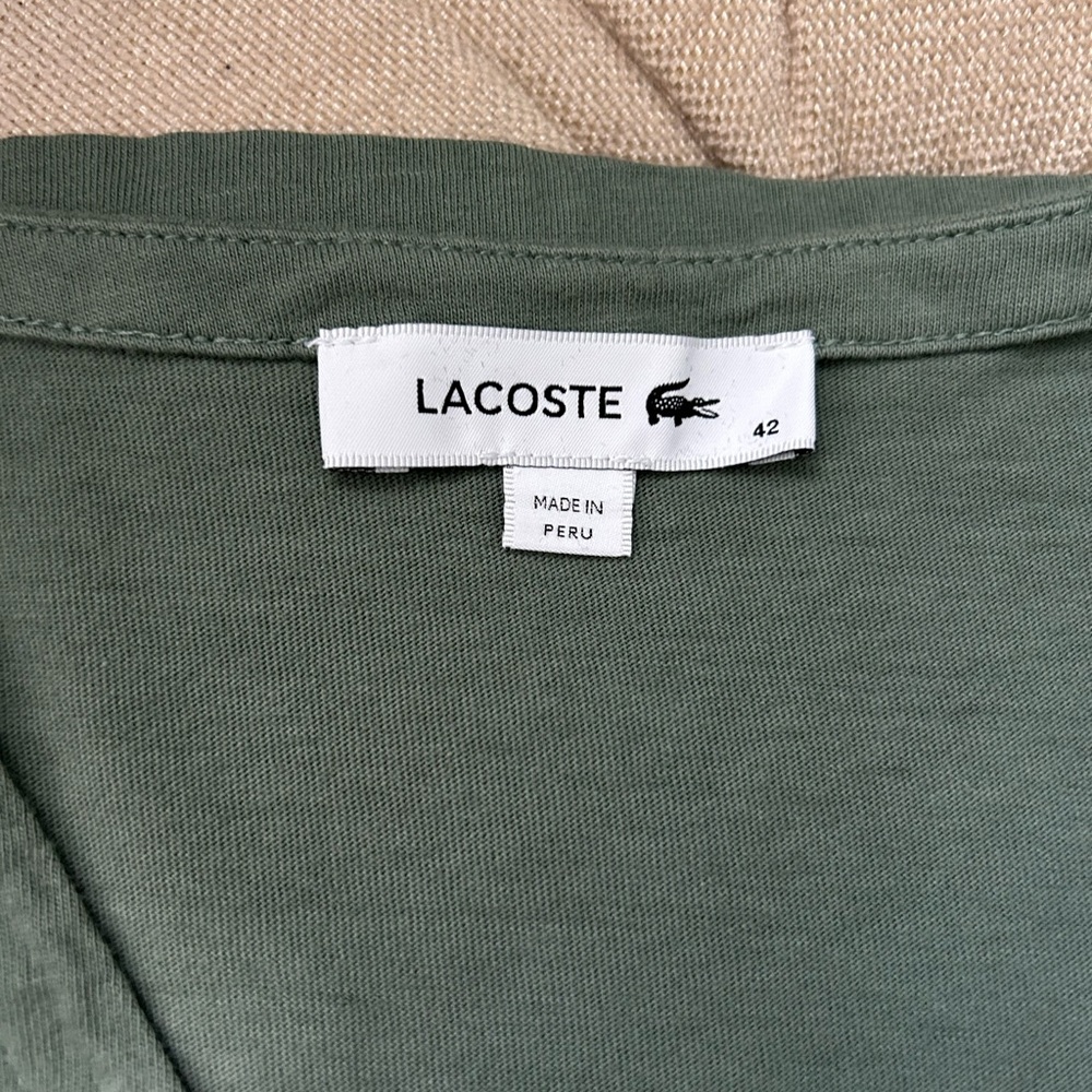 Lacoste Olive V-Neck Tee - Picture 4 of 6